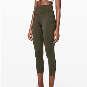 Lululemon Fast and Free crops Olive Green